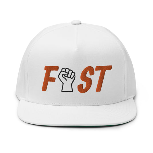 Fist Flat Bill Cap - Orange Logo