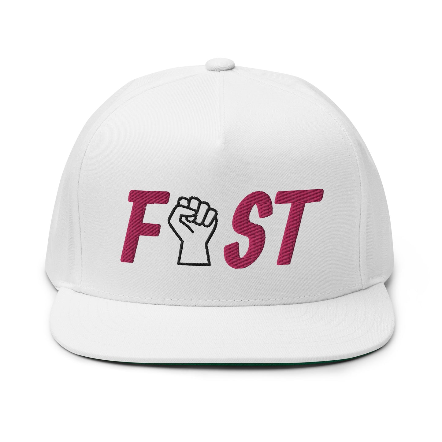 Fist Flat Bill Cap - Pink Logo