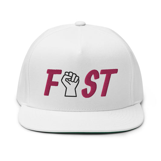 Fist Flat Bill Cap - Pink Logo