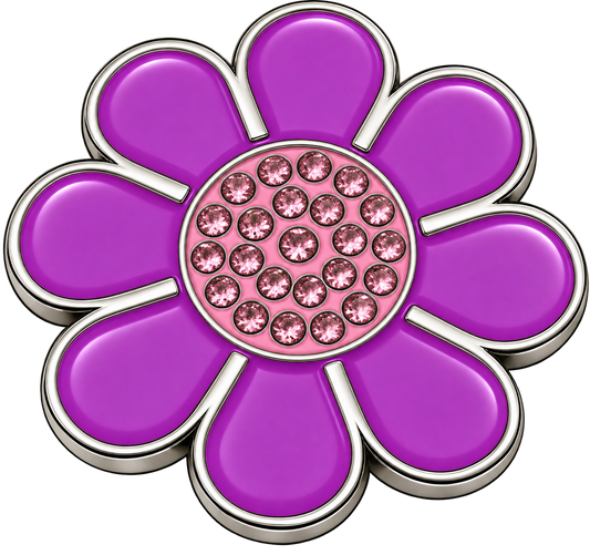 Hippie Flower Purple & Pink Crystal Ball Marker & Hat Clip by ReadyGOLF