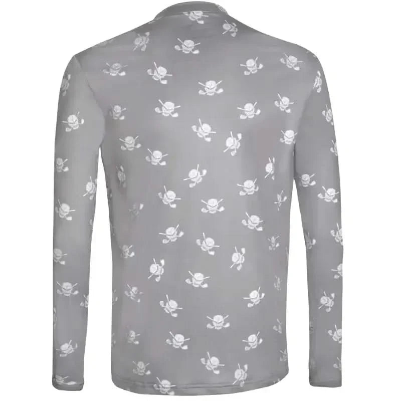Golf Long Sleeve Undershirt with Skulls (Grey/White)
