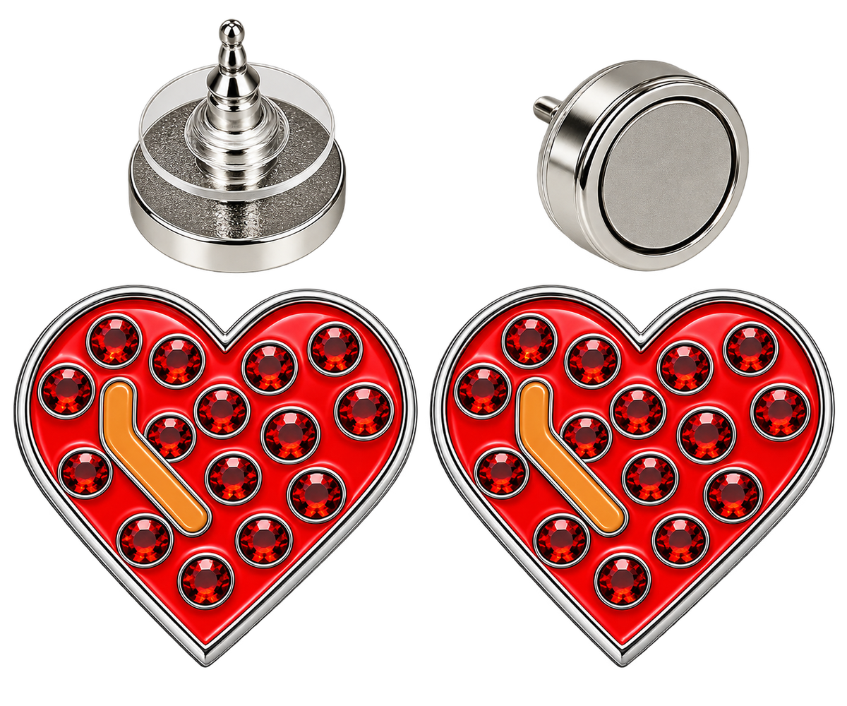 Heart with Crystals Ball Marker Earrings by ReadyGolf