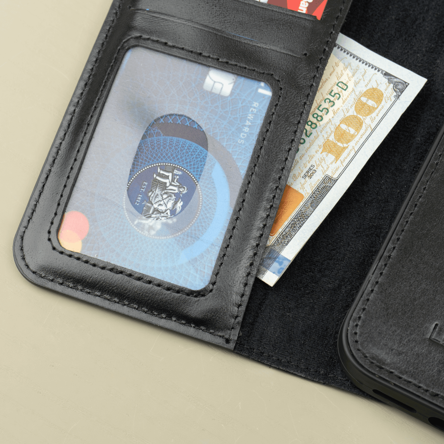 iPhone 16 Series Black Leather Wallet Case - New York