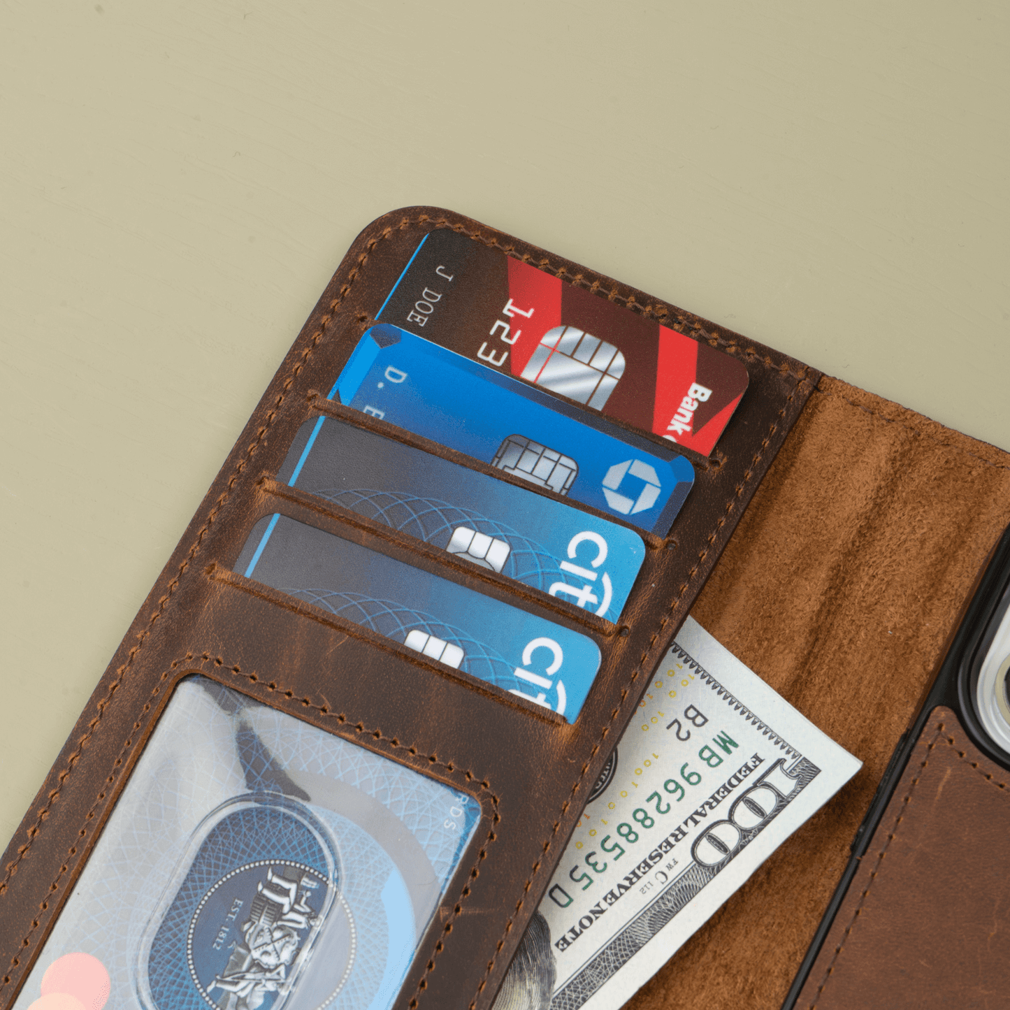 iPhone 16 Series Dark Brown Wallet Case - New York