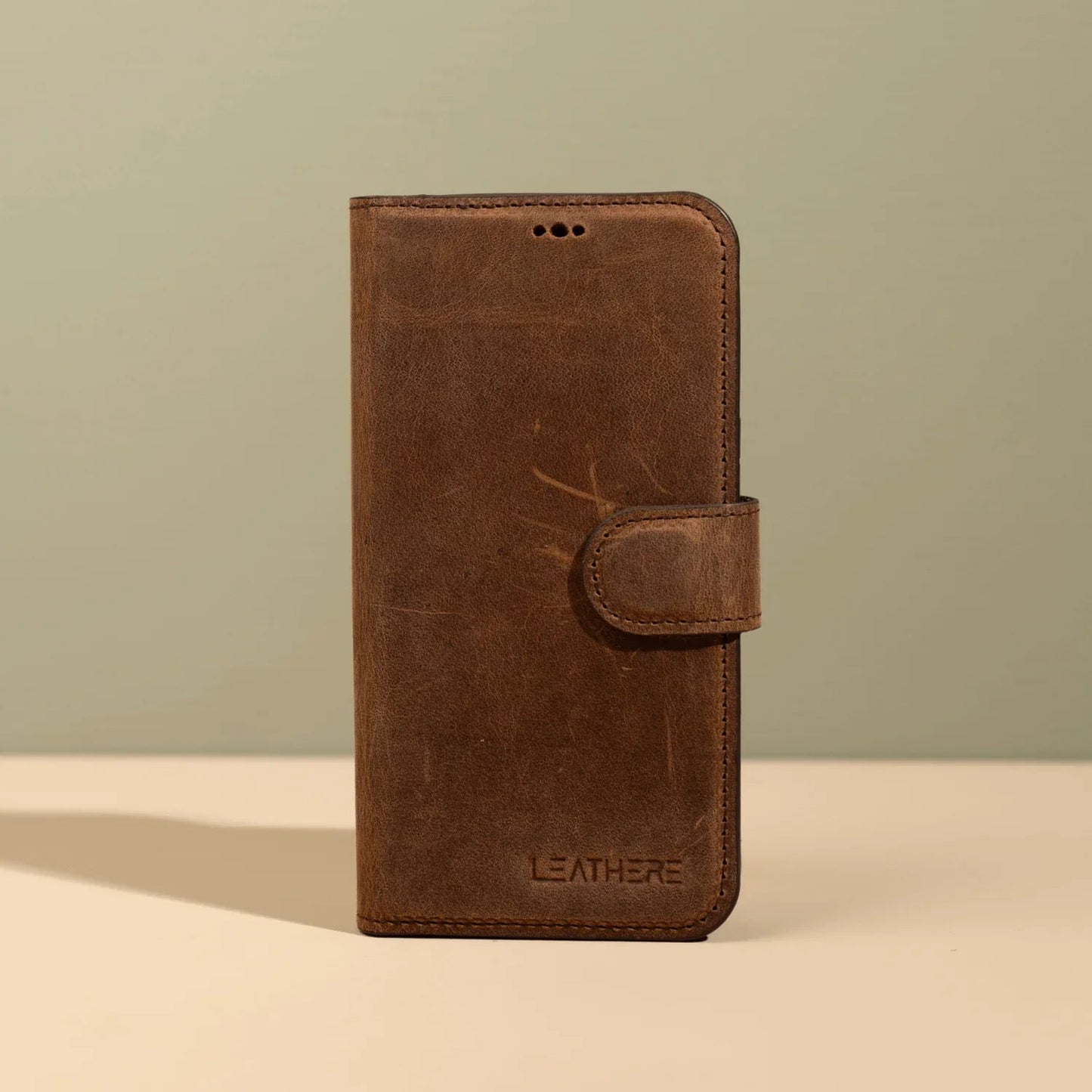 iPhone 16 Series Dark Brown Wallet Case - New York