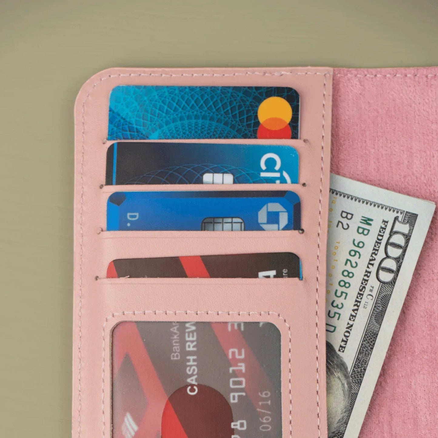 iPhone 16 Series Pink Leather Wallet Case - New York