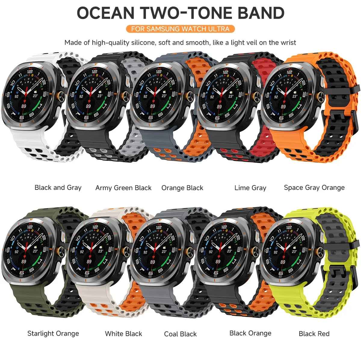 Silicone Samsung Galaxy 7 Ultra Watch Band 47MM