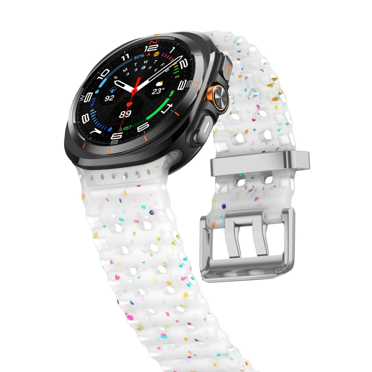 Ocean Silicone Samsung Galaxy 7 Ultra Watch Band Silver Buckle 47MM