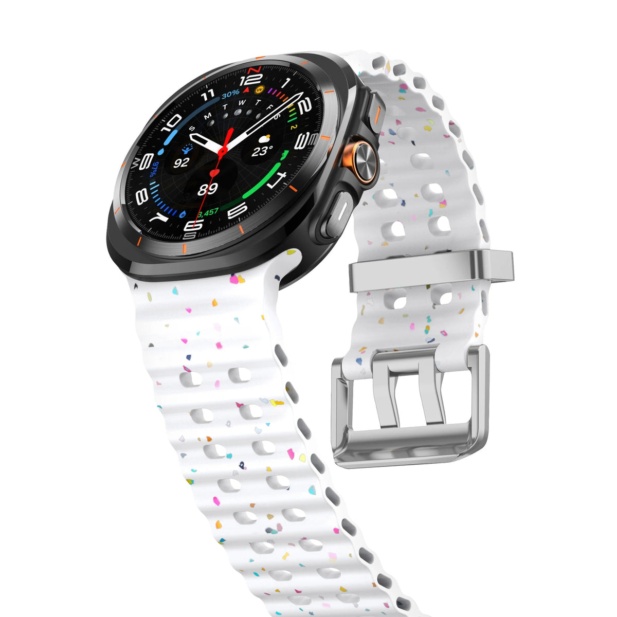 Ocean Silicone Samsung Galaxy 7 Ultra Watch Band Silver Buckle 47MM
