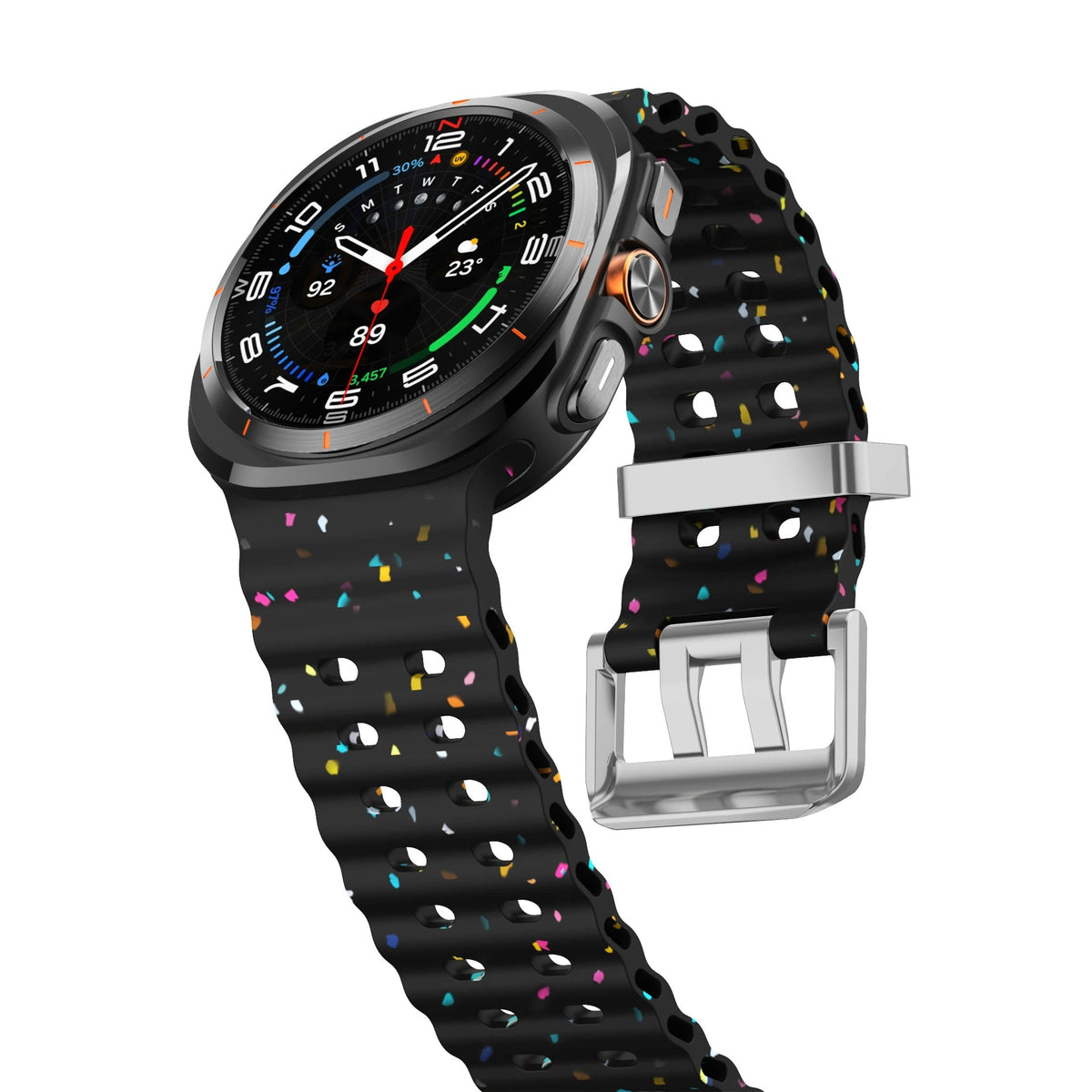 Ocean Silicone Samsung Galaxy 7 Ultra Watch Band Silver Buckle 47MM
