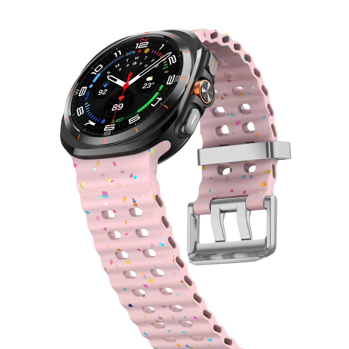 Ocean Silicone Samsung Galaxy 7 Ultra Watch Band Silver Buckle 47MM