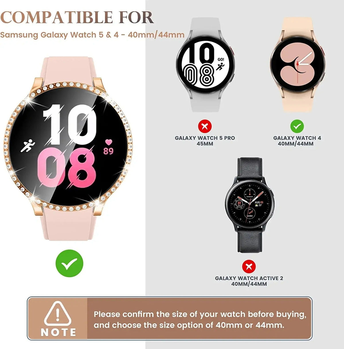 Diamond Samsung Galaxy 4, 5 Watch Case 40/44MM