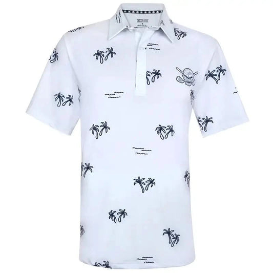 Aloha Cool-Stretch Men's Hawaiian Golf Shirt (White)