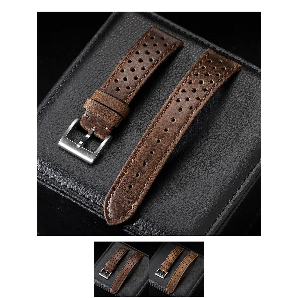 OnePlus Watch Vintage Calfskin Leather Band, Perforated Rally Style