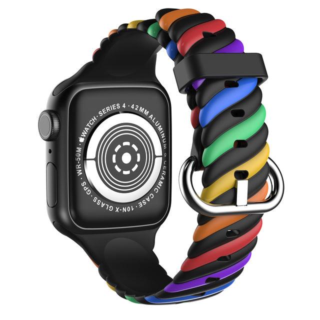 Rubber  Rainbow Apple Watch Band Series 11/10/9/8/7/6/5/4/ SE / Ultra 1/2/3