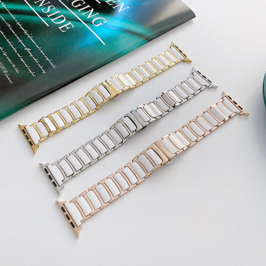 Ceramic Stainless Steel Apple Watch Band – Series 1–11 & Ultra 1–3