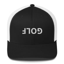 Load image into Gallery viewer, Upside Down Golf Trucker Cap - White Logo
