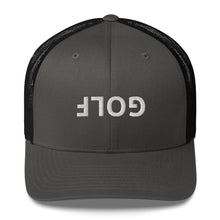 Load image into Gallery viewer, Upside Down Golf Trucker Cap - White Logo
