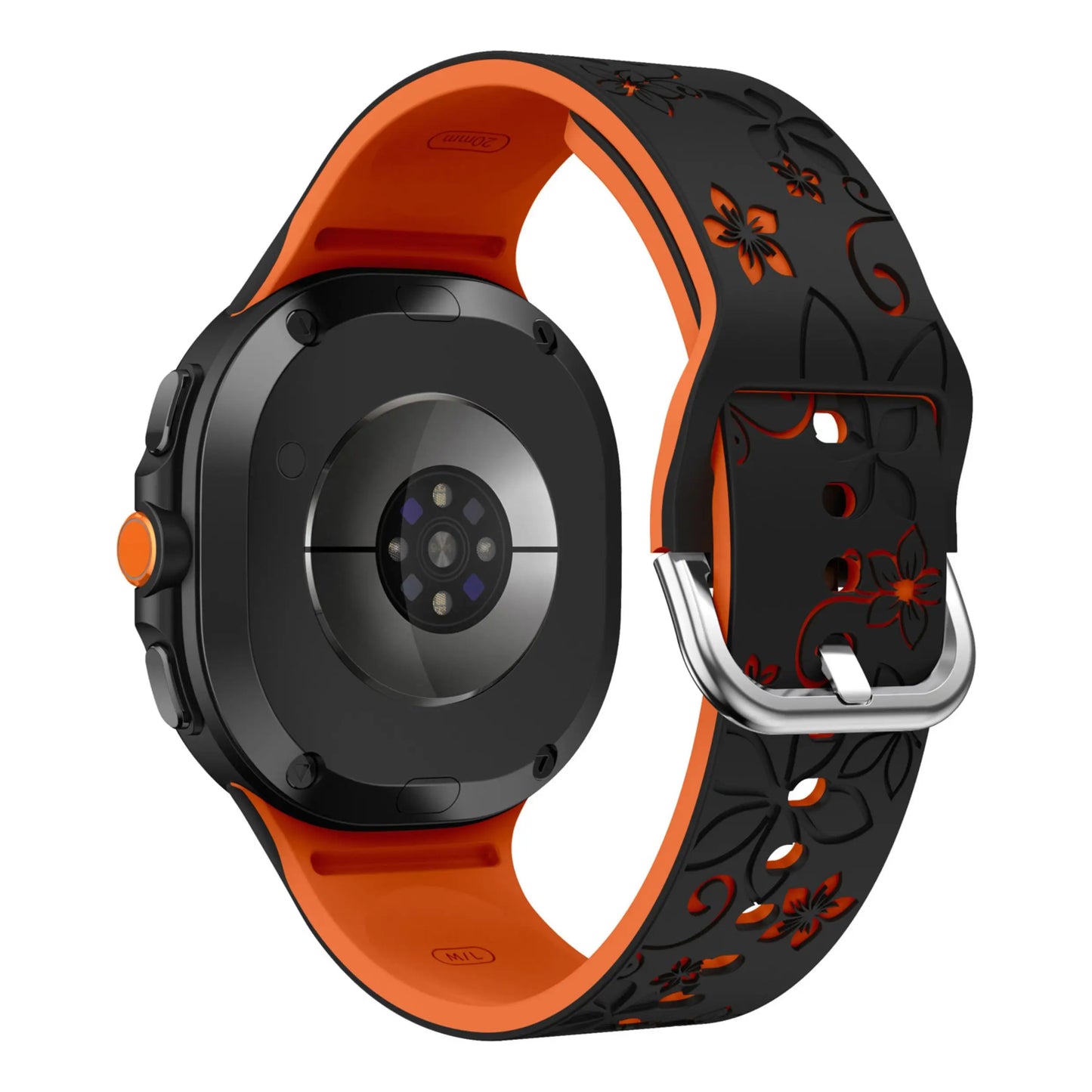 Samsung Galaxy Floral Engraved Silicone Watch Band For 20mm
