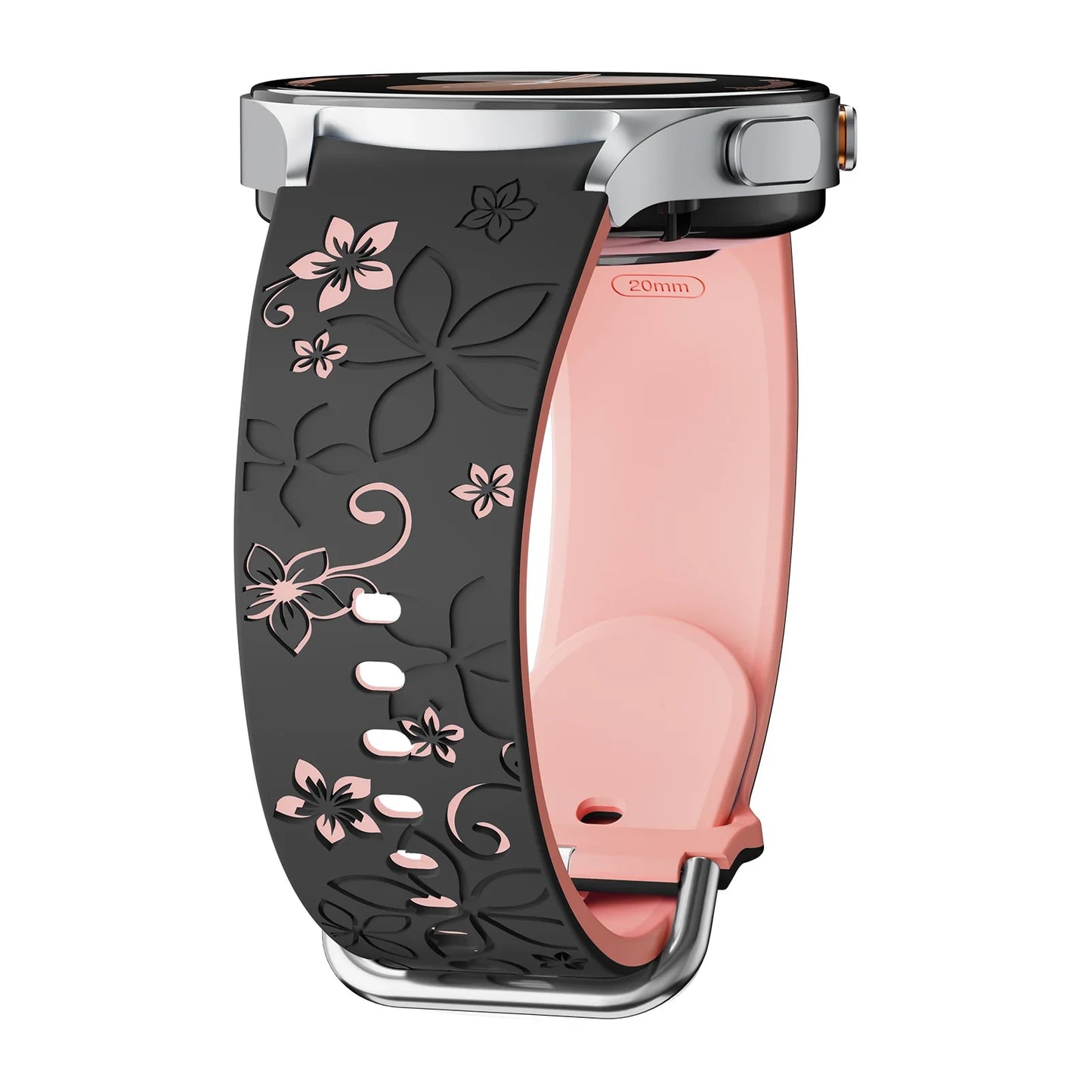 Samsung Galaxy Floral Engraved Silicone Watch Band For 20mm