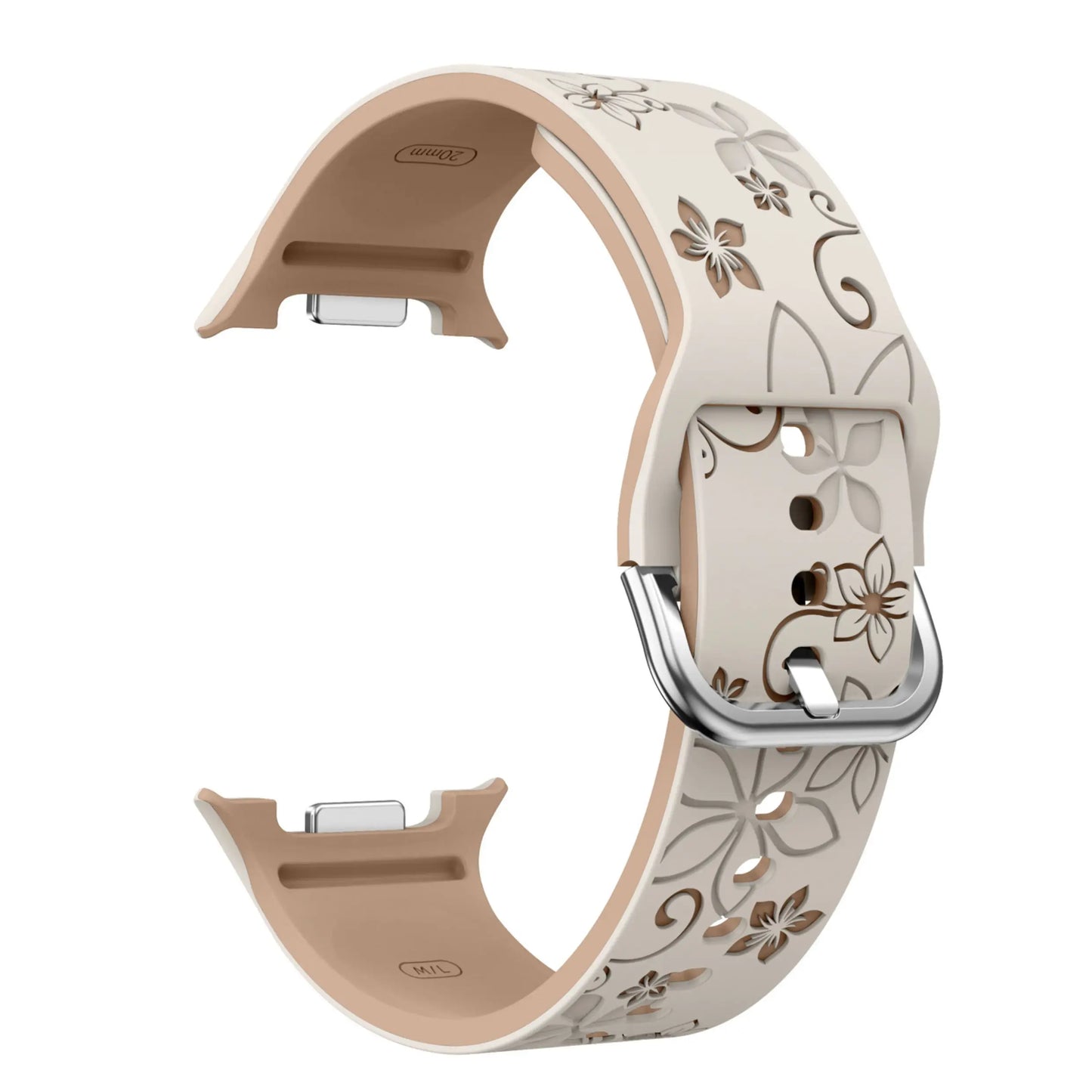 Samsung Galaxy Floral Engraved Silicone Watch Band For 20mm
