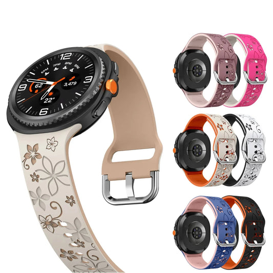 Samsung Galaxy Floral Engraved Silicone Watch Band For 20mm