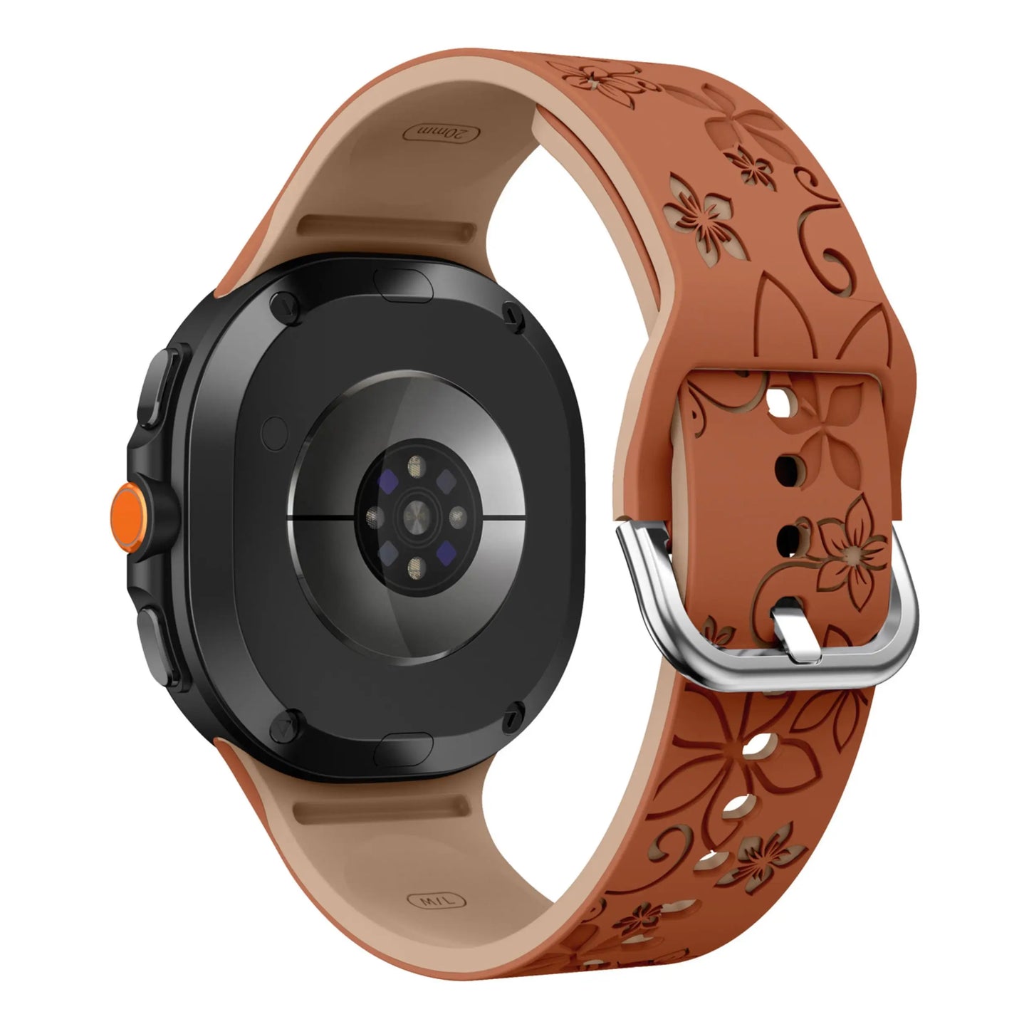 Samsung Galaxy Floral Engraved Silicone Watch Band For 20mm