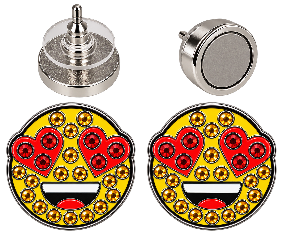 Emoji Smiling Face With Heart-Eyes Ball Marker Earrings by ReadyGOLF