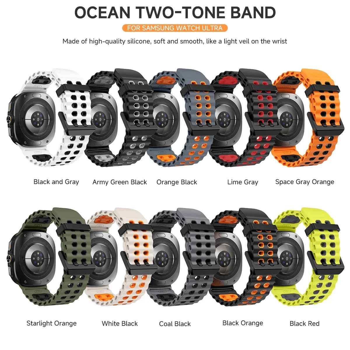 Silicone Samsung Galaxy 7 Ultra Watch Band 47MM
