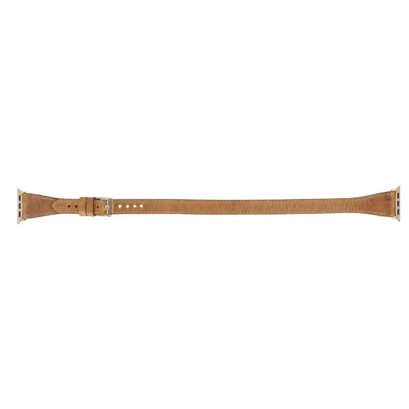 Luxury Double Wrap Vegetal Brown Leather Apple Watch Band - San Diego