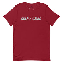 Load image into Gallery viewer, Golf &gt; Work Unisex t-shirt - Silver Logo
