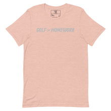 Load image into Gallery viewer, Golf &gt; Homework Unisex t-shirt - Silver Logo
