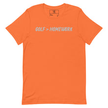 Load image into Gallery viewer, Golf &gt; Homework Unisex t-shirt - Silver Logo
