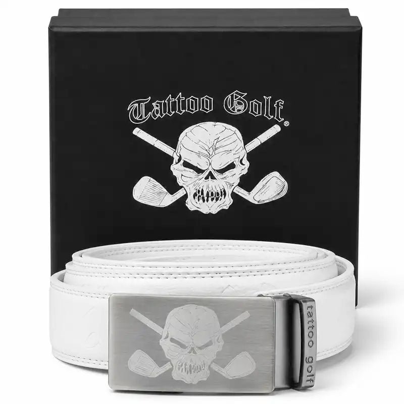 Leather Ratchet Belt - One Size Fits Most (White)