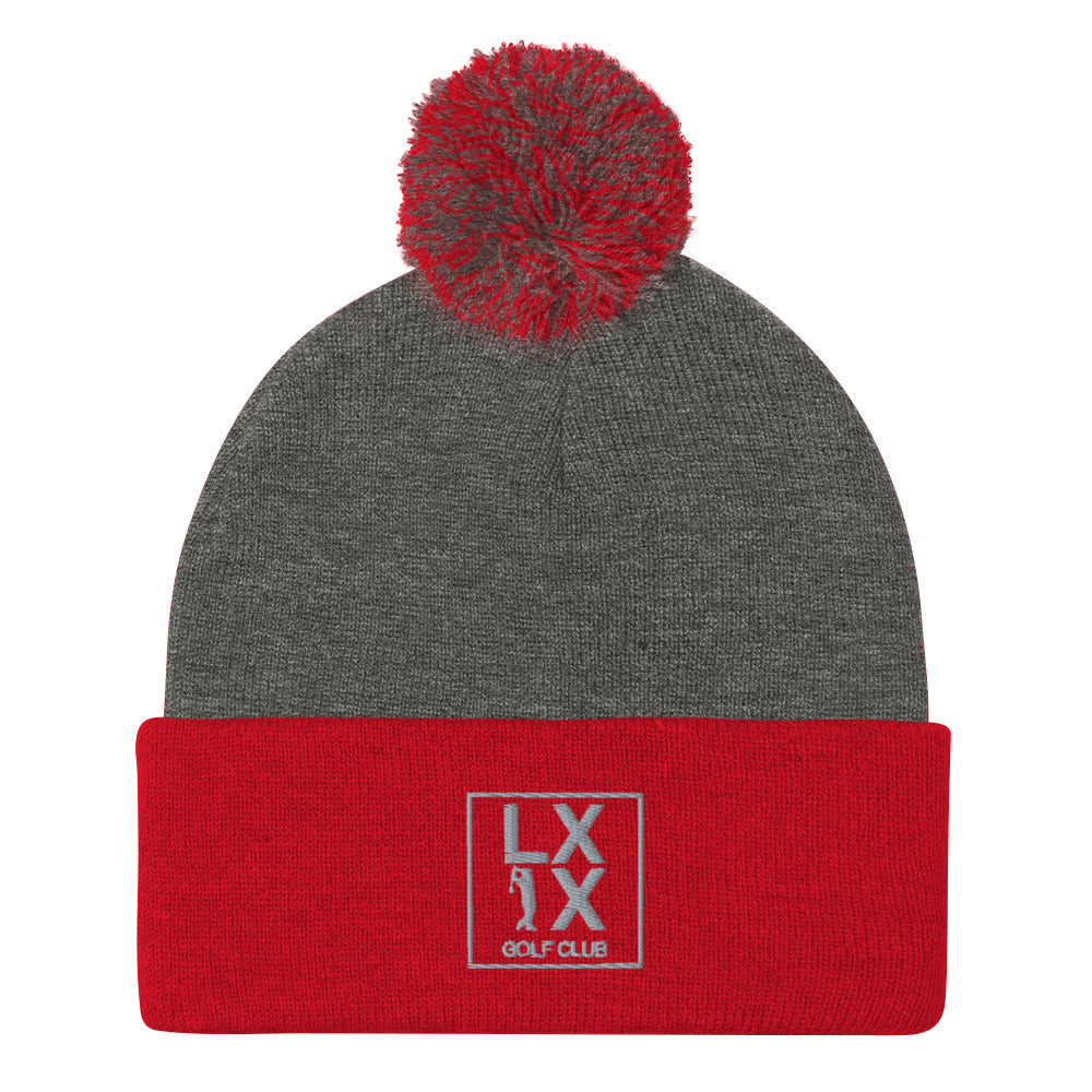 Box Logo Pom-Pom Beanie - Gray Logo