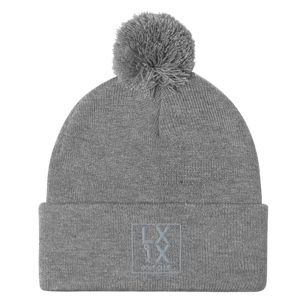 Box Logo Pom-Pom Beanie - Gray Logo