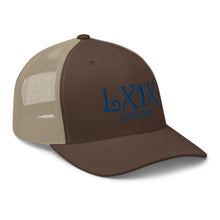 Load image into Gallery viewer, Curve Logo Trucker Cap - Blue Logo
