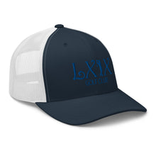 Load image into Gallery viewer, Curve Logo Trucker Cap - Blue Logo
