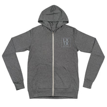 Load image into Gallery viewer, Box Logo Unisex Zip Hoodie - Gray Logo
