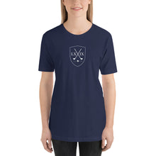 Load image into Gallery viewer, Shield Centered Logo Short-Sleeve Unisex T-Shirt - White Logo
